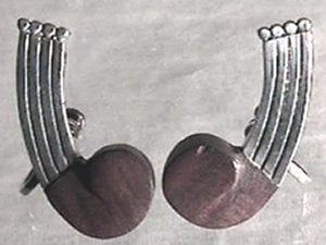 William Spratling Rosewood Tipped Wire Earrings