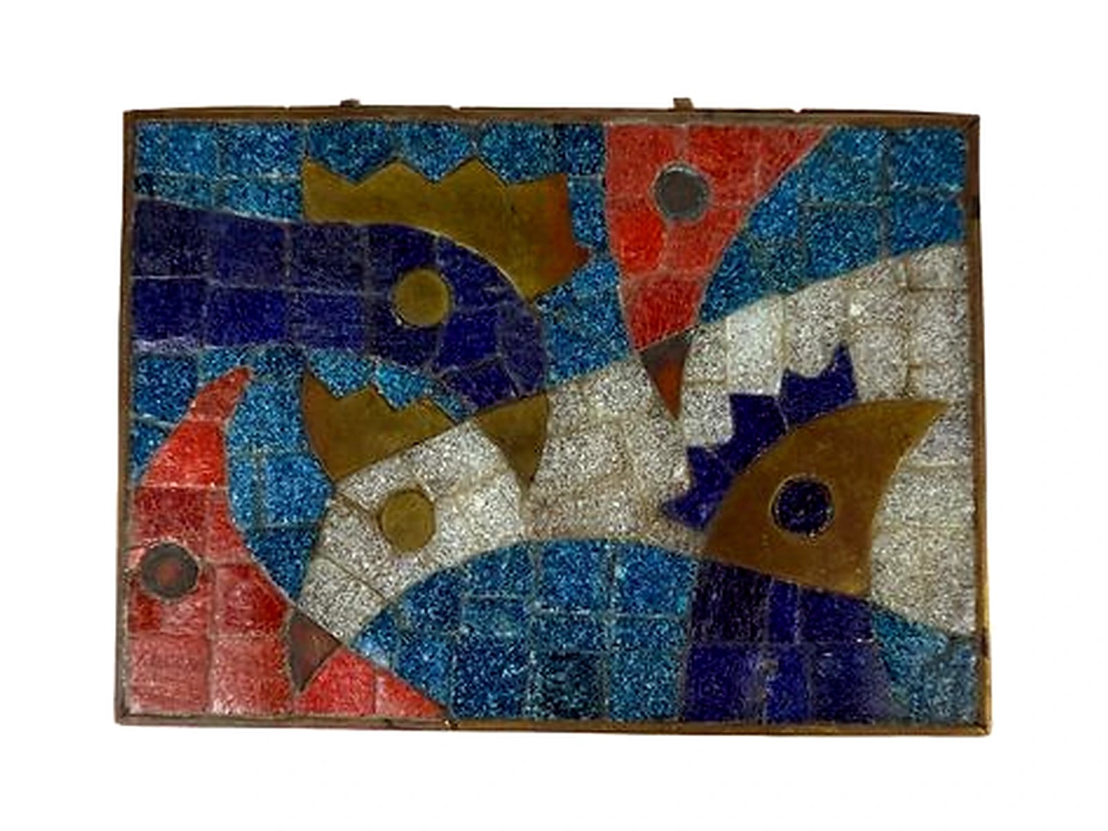 Salvador Terán Rooster Mosaic Brass Box