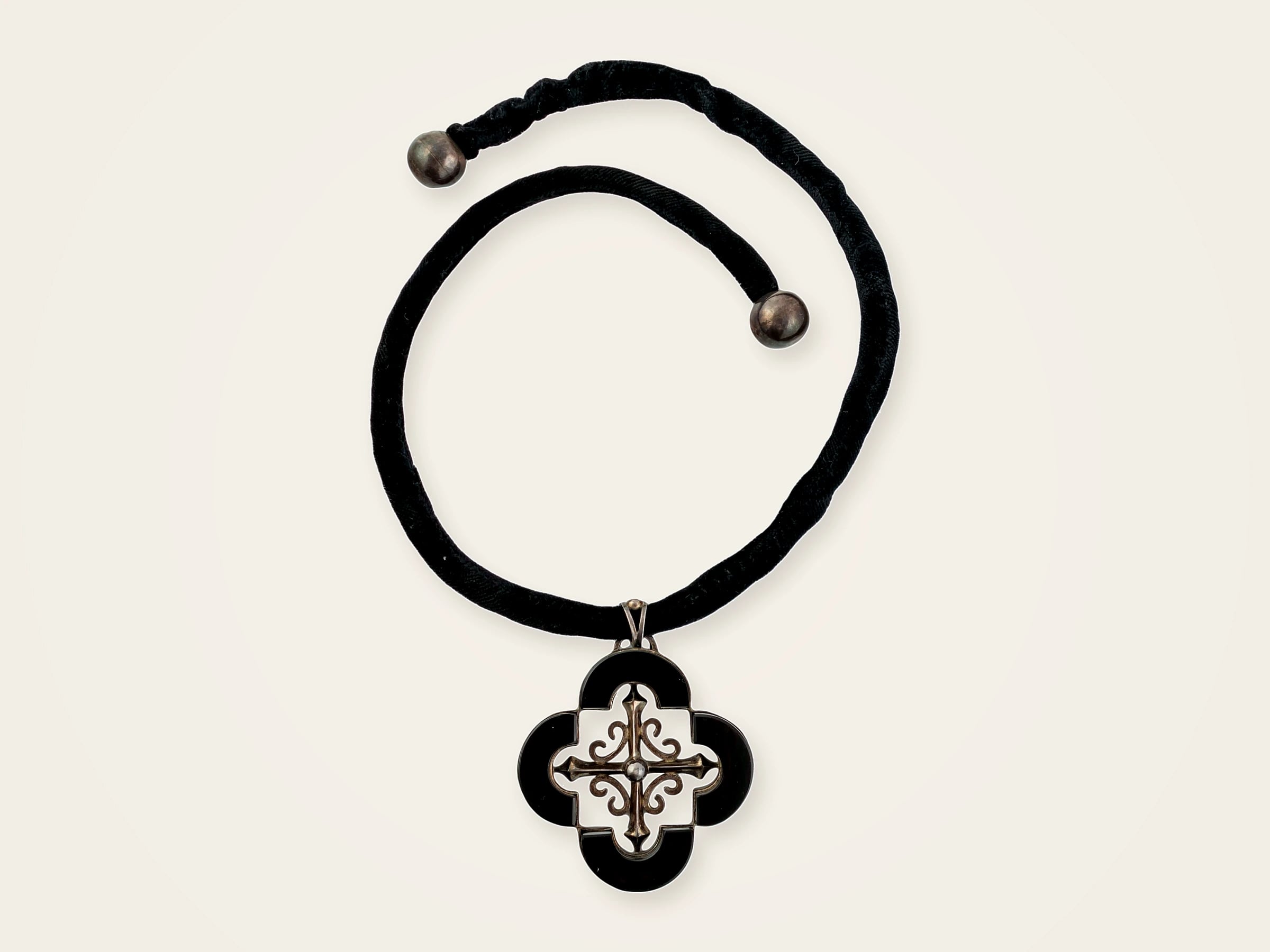 Antonio Pineda Onyx Cross Necklace