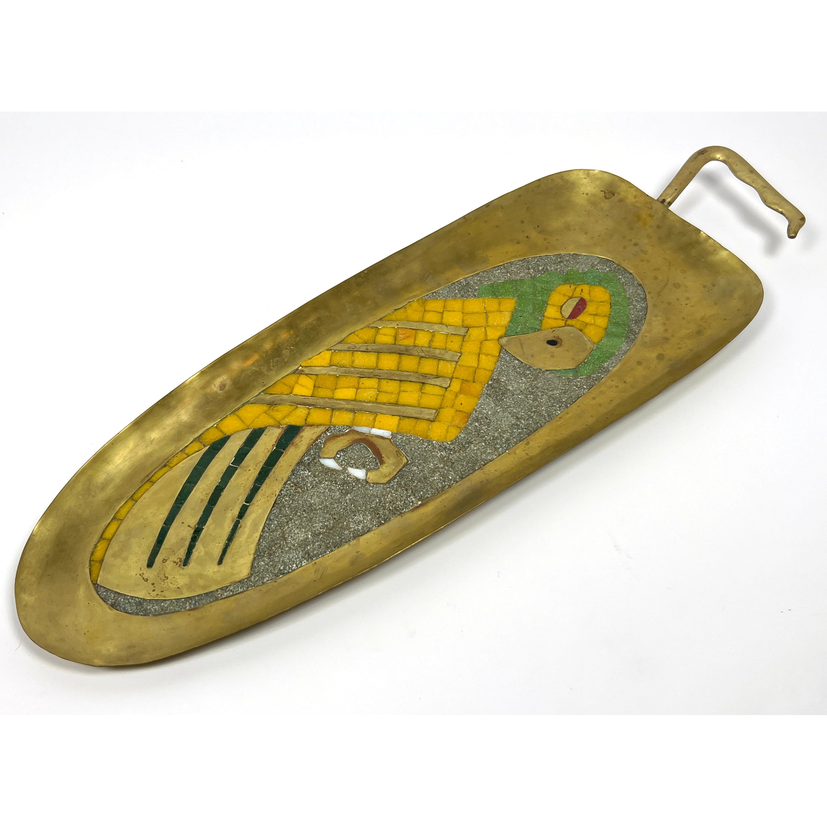 Salvador Terán Parrot Mosaic Brass Tray