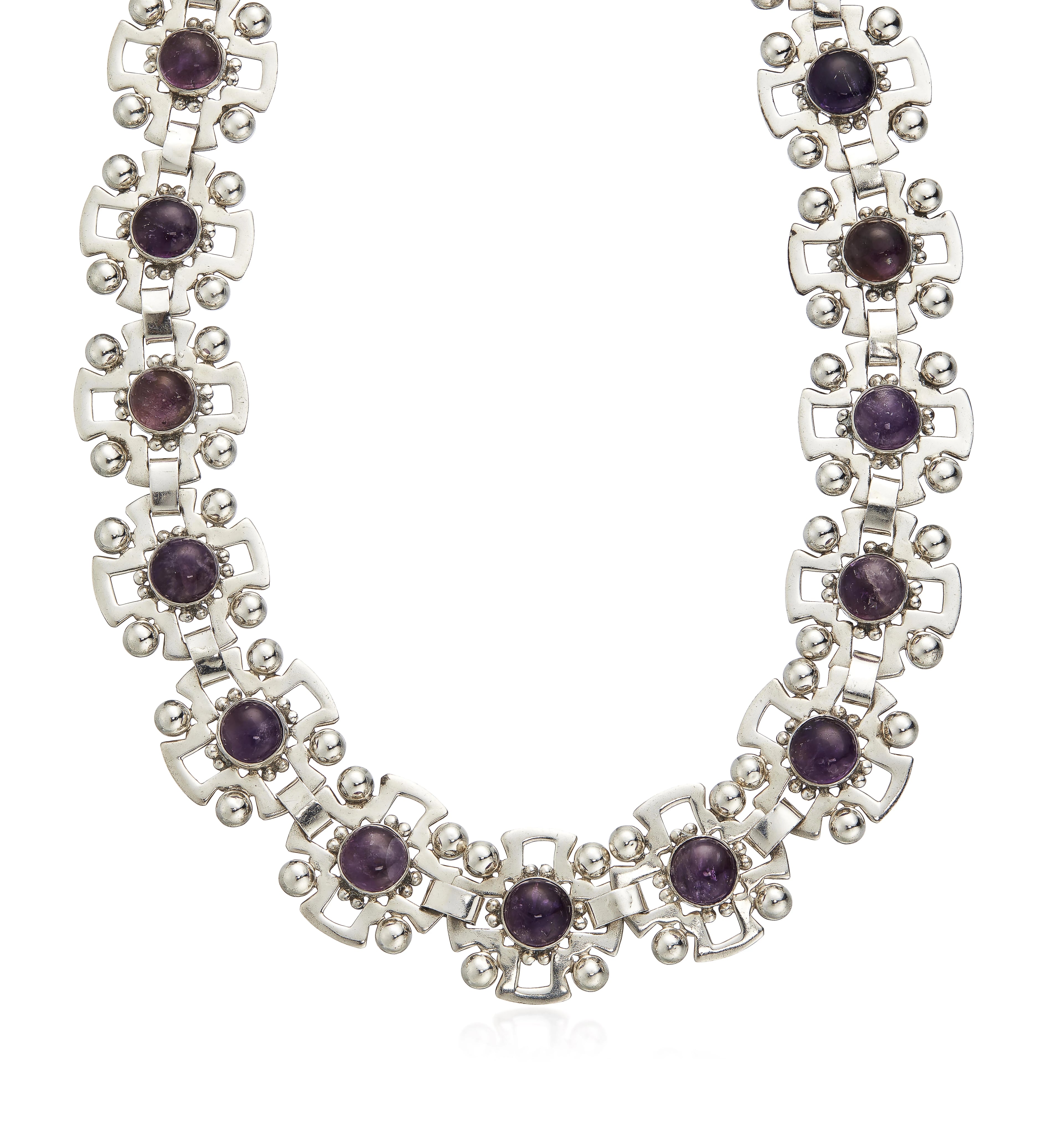 Fred Davis Openwork Amethyst Link Necklace