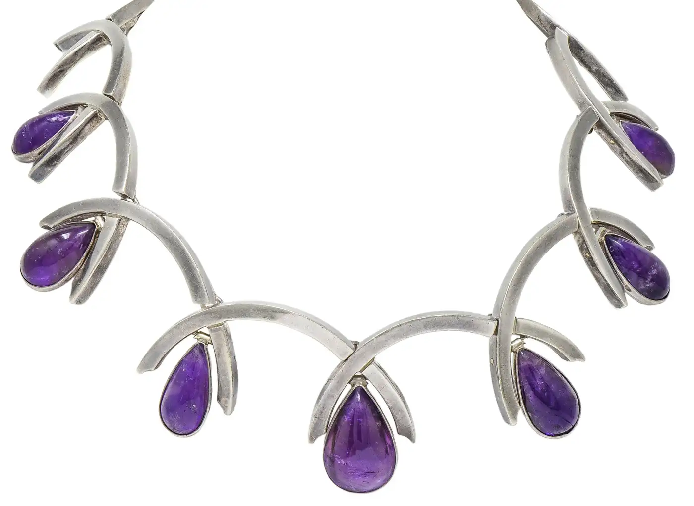 Antonio Pineda Arched Amethyst Teardrop Necklace