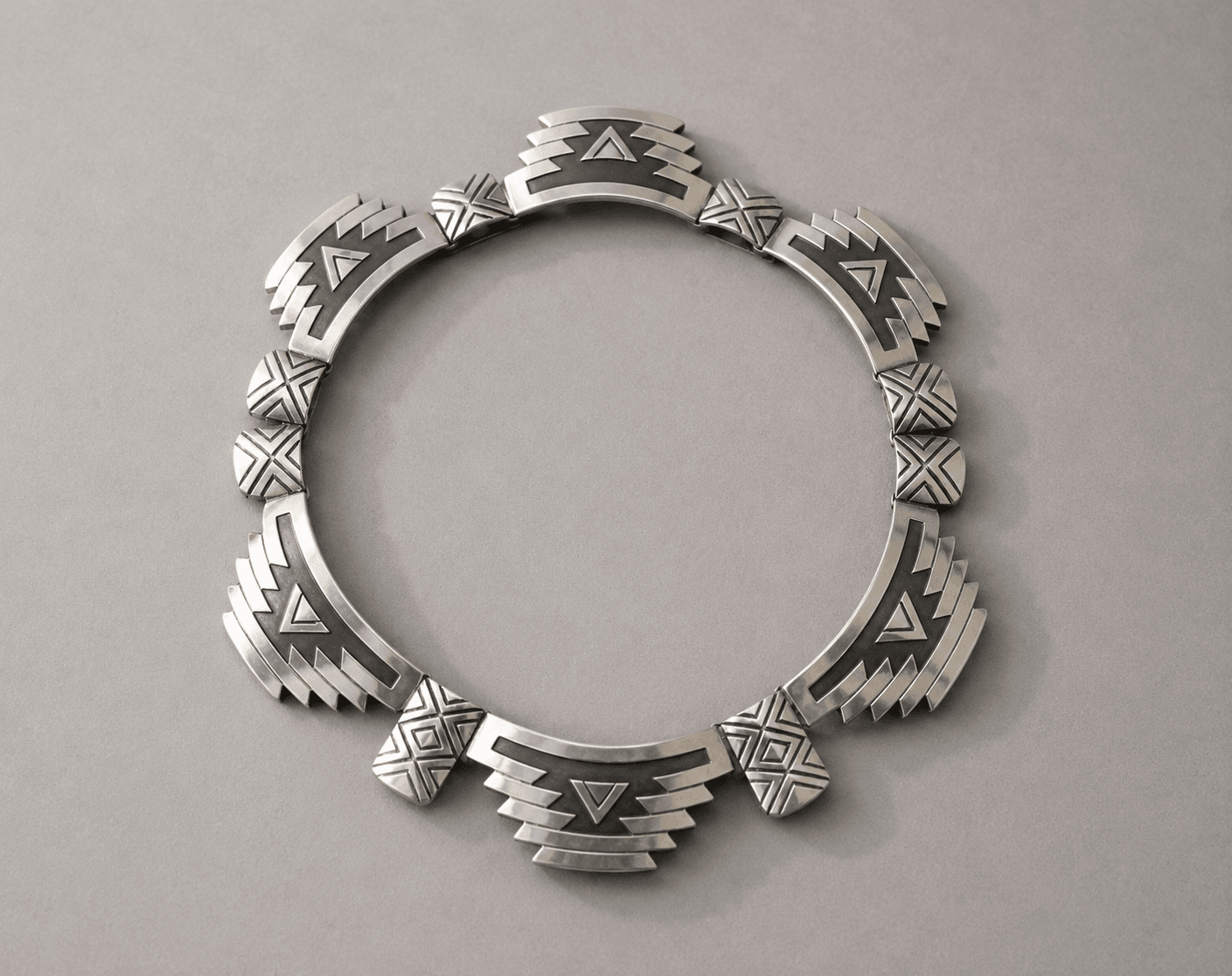 Ana Núñez Brilanti (Victoria de Taxco) Stepped Geometric Necklace, Model No. 79