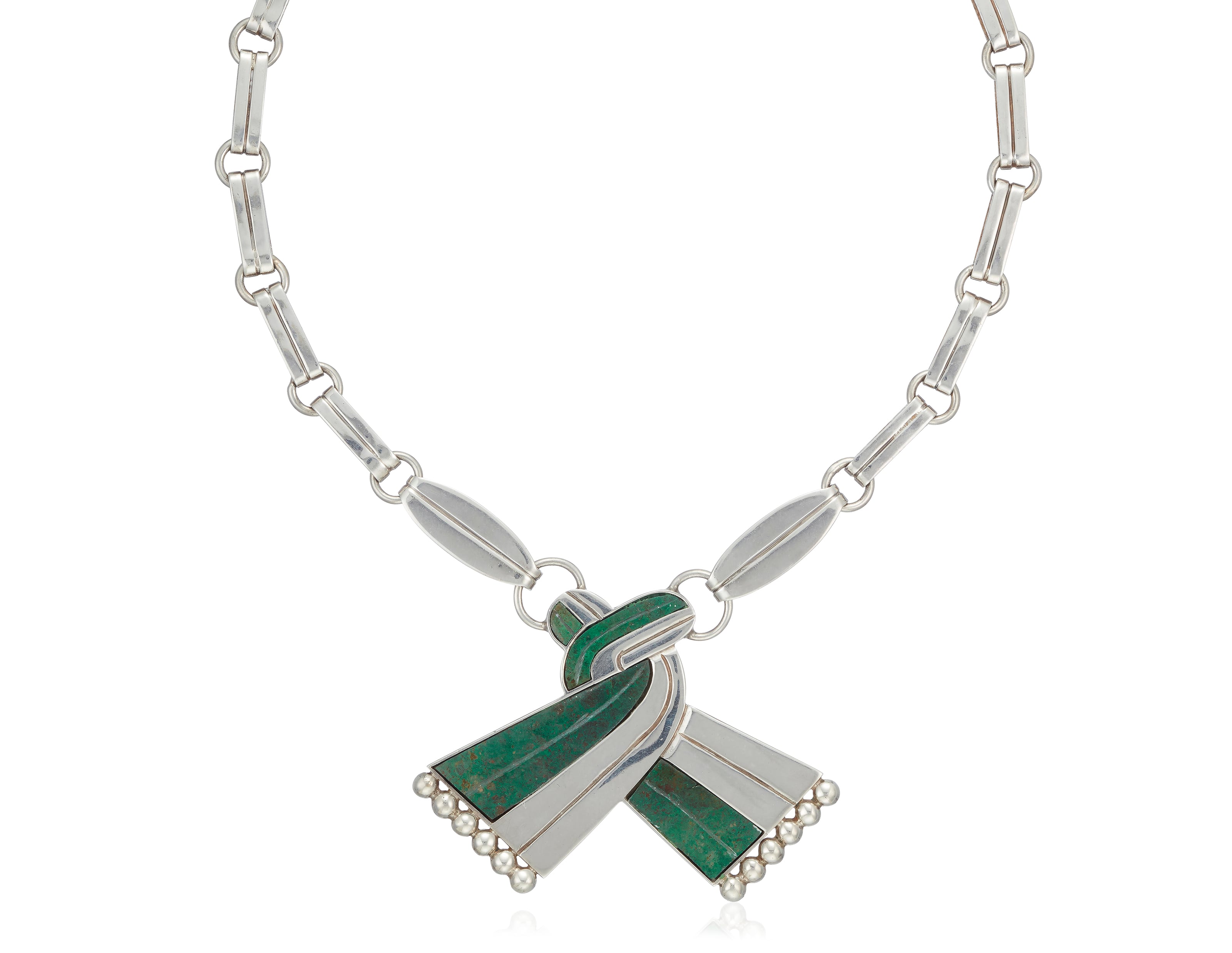 William Spratling Azur-Malachite Tassel Necklace