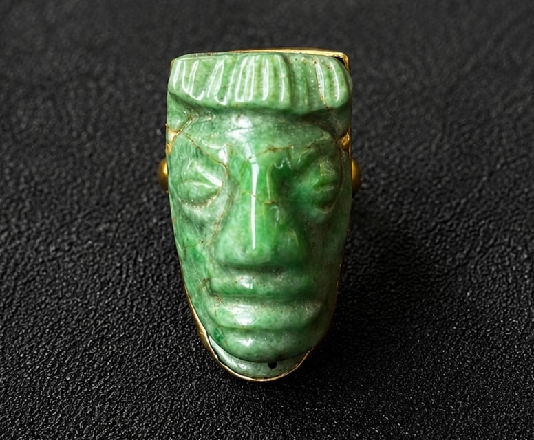 William Spratling Mayan Jade God Mask Ring