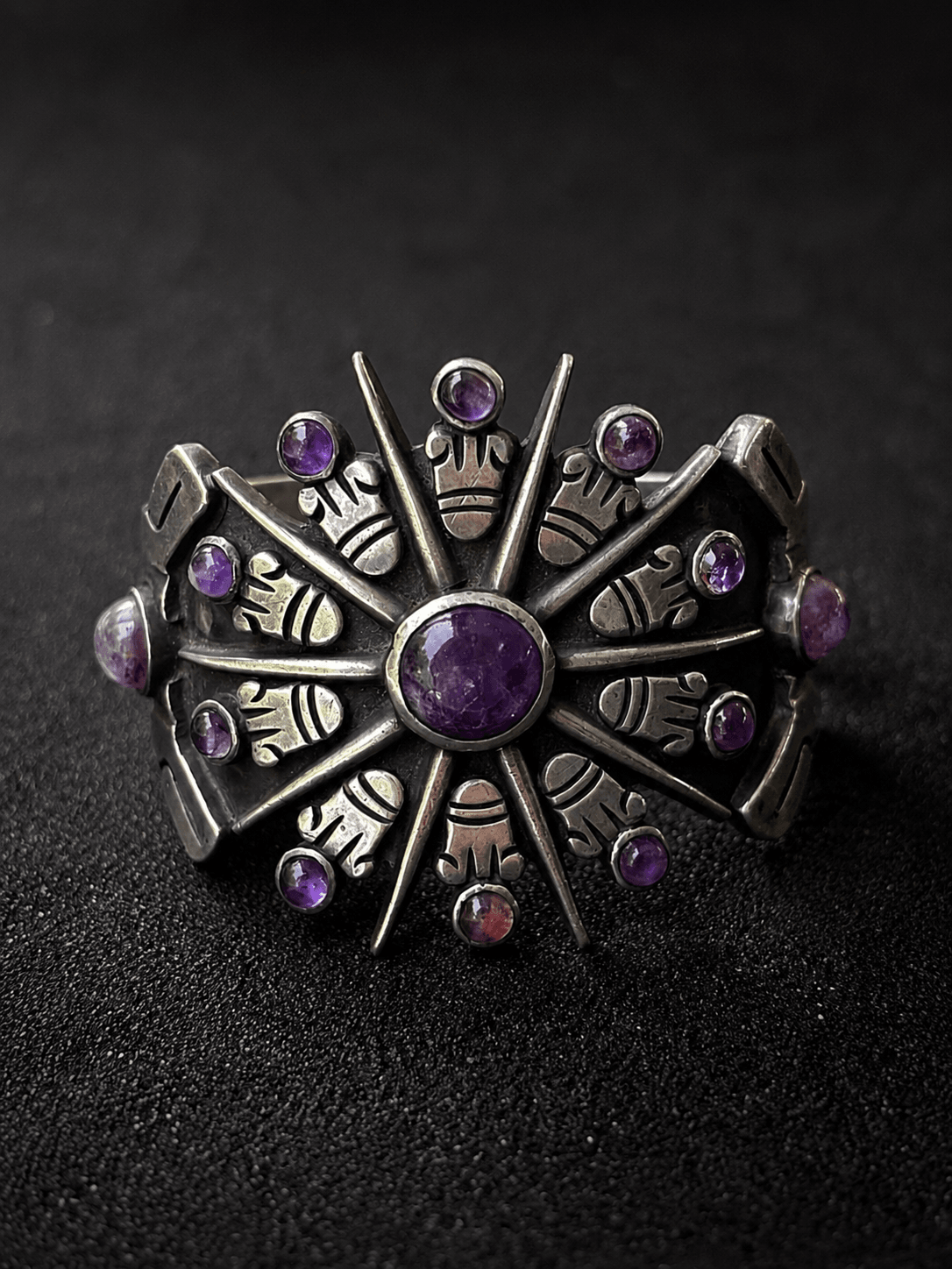 William Spratling Amethyst Aztec Sunburst Bracelet