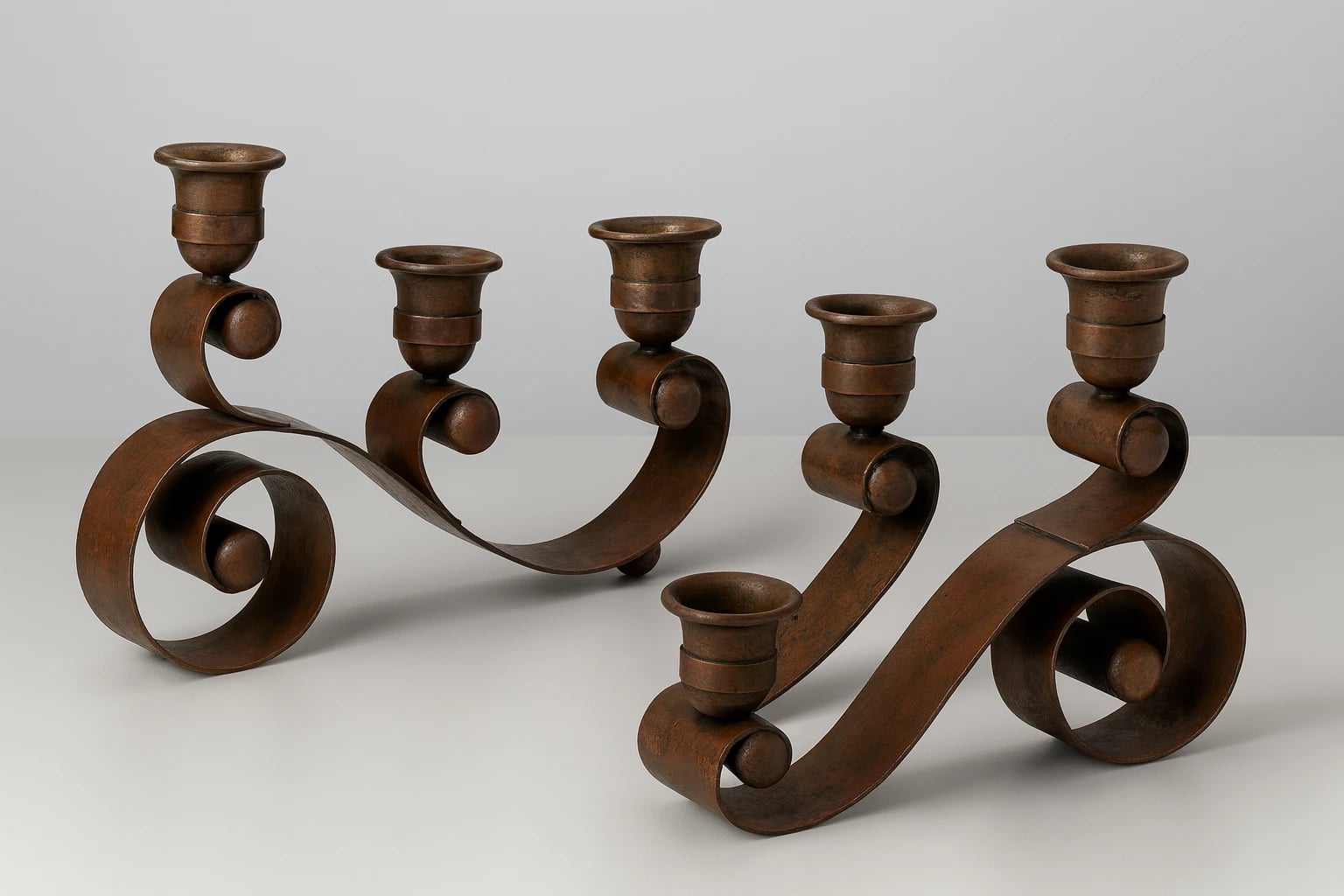 Héctor Aguilar Copper Three Light Candelabra