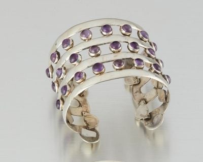 Héctor Aguilar Amethyst Wide Four Bands Bracelet