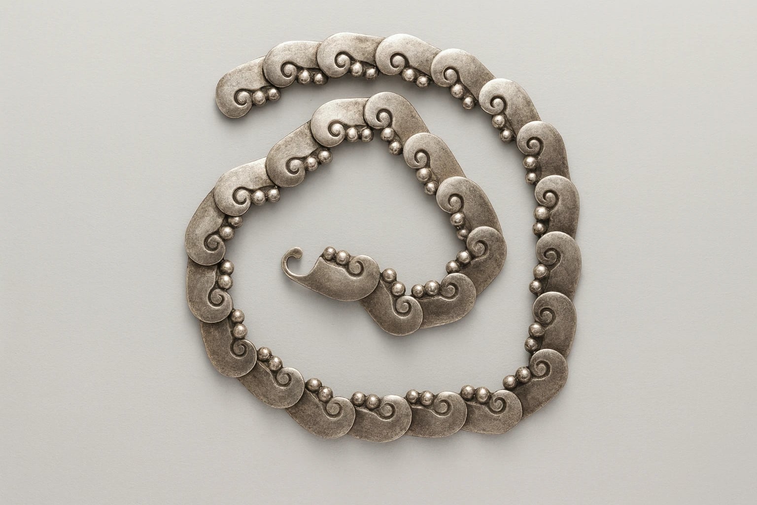Héctor Aguilar Narrow Scrolled Wave-and-Ball Necklace