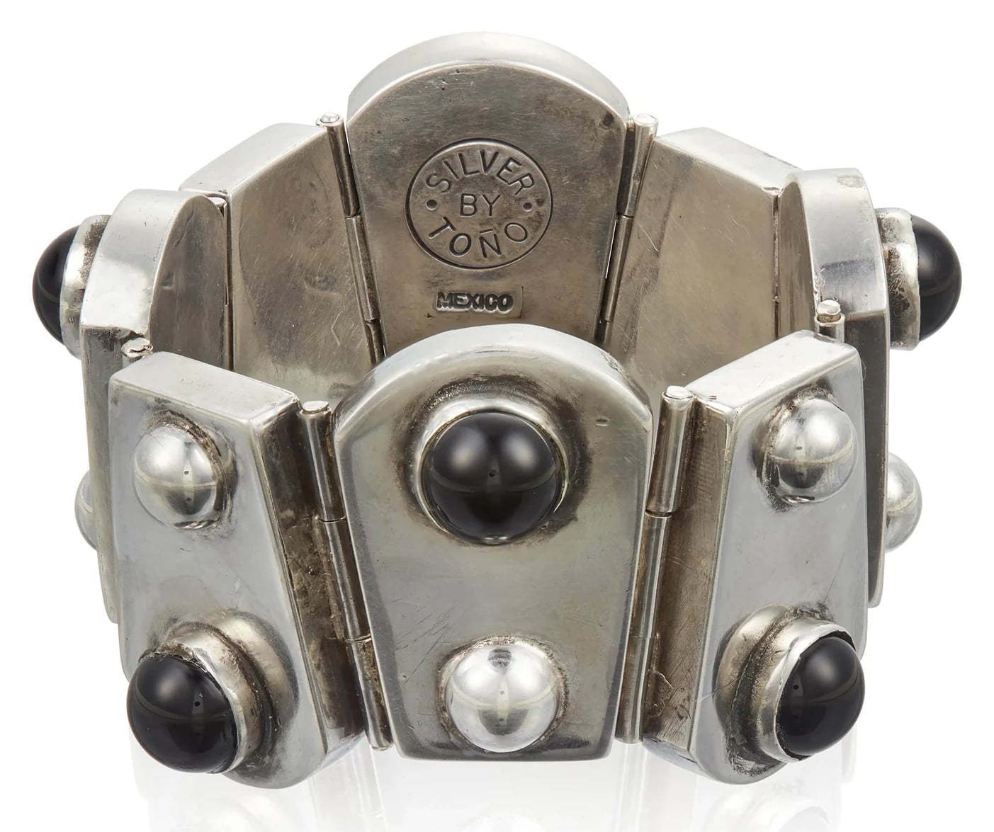 Antonio Pineda Onyx and Silver Link Bracelet