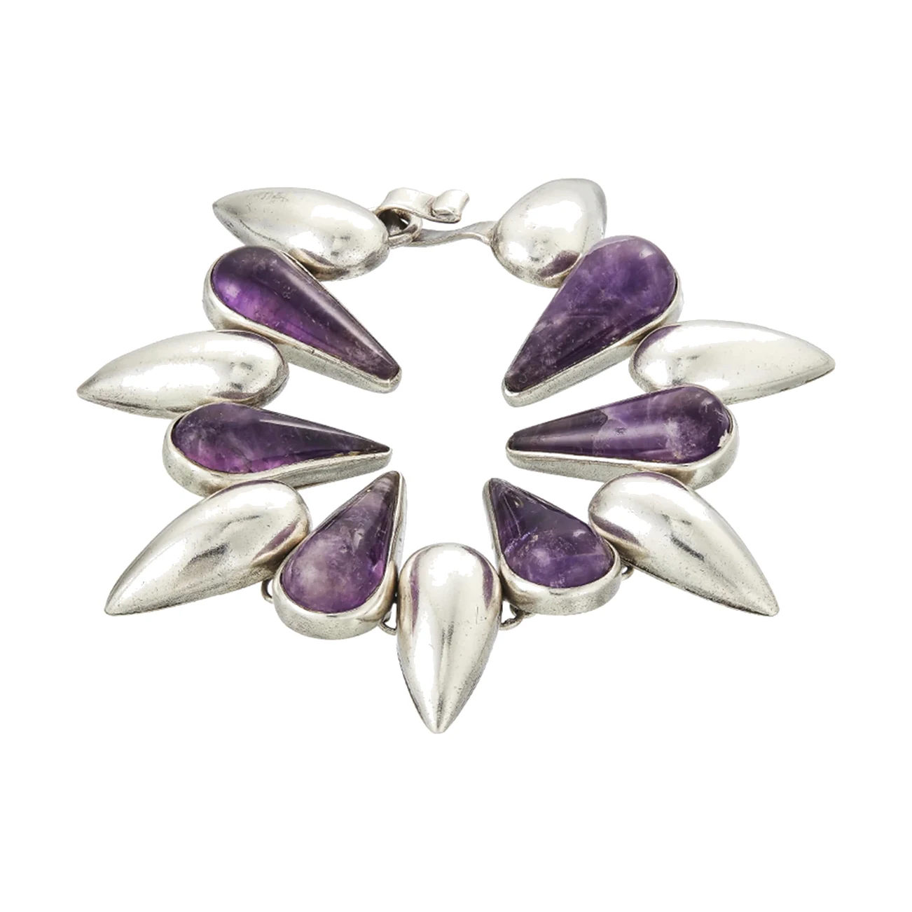 Antonio Pineda Teardrop-Link Amethyst and Silver Bracelet