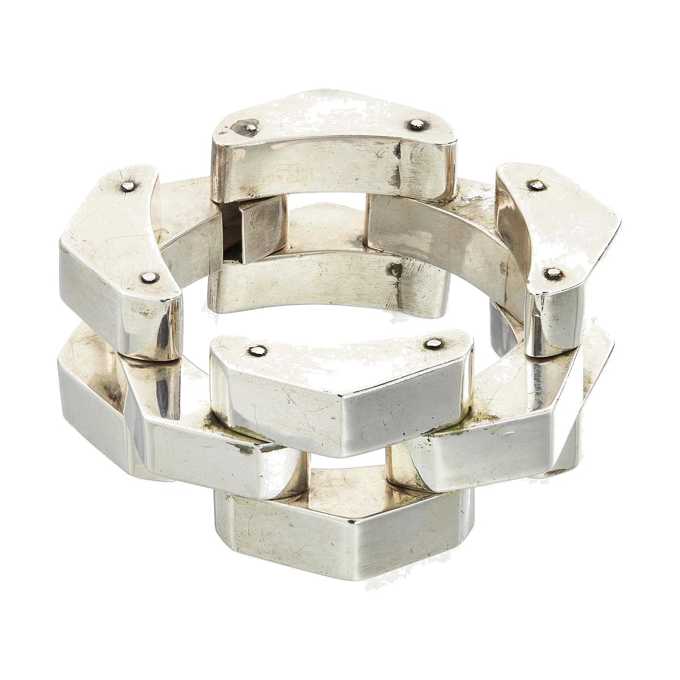Fred Davis Pointed-Link Silver Bracelet