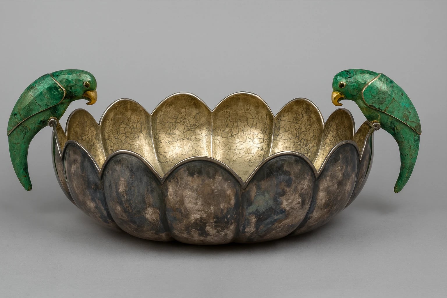 Los Castillo Paired-Parrot Centerpiece Bowl with Stone Mosaic