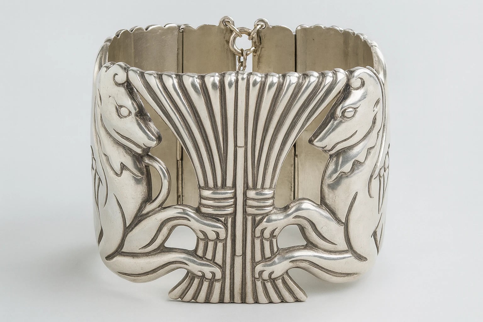 Los Castillo Double Griffin Hinged Cuff Bracelet