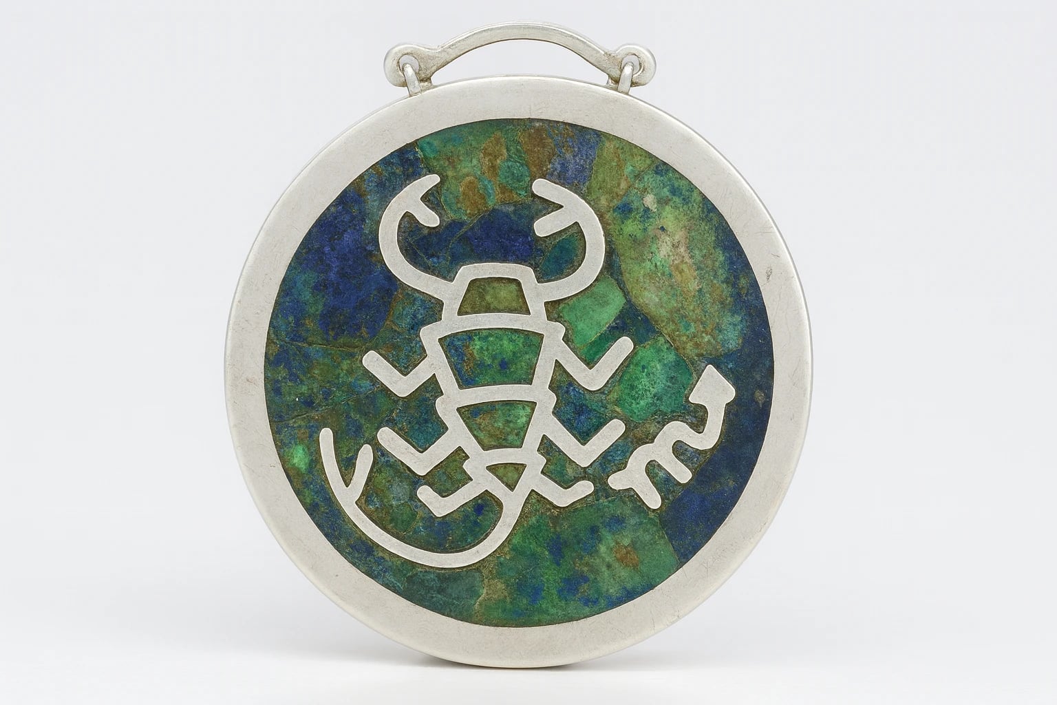 Los Castillo Scorpion-Motif Brooch with Turquoise and Lapis