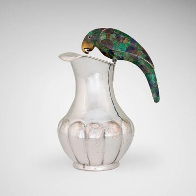 Los Castillo Parrot-Handled Pitcher with Stone Mosaic