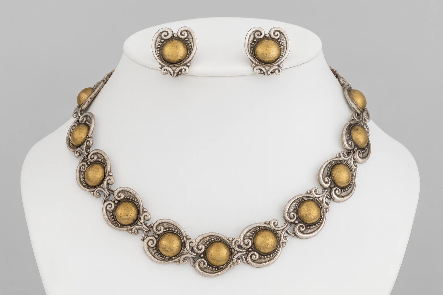 Margot de Taxco Design 5210A Scroll Necklace and Earrings