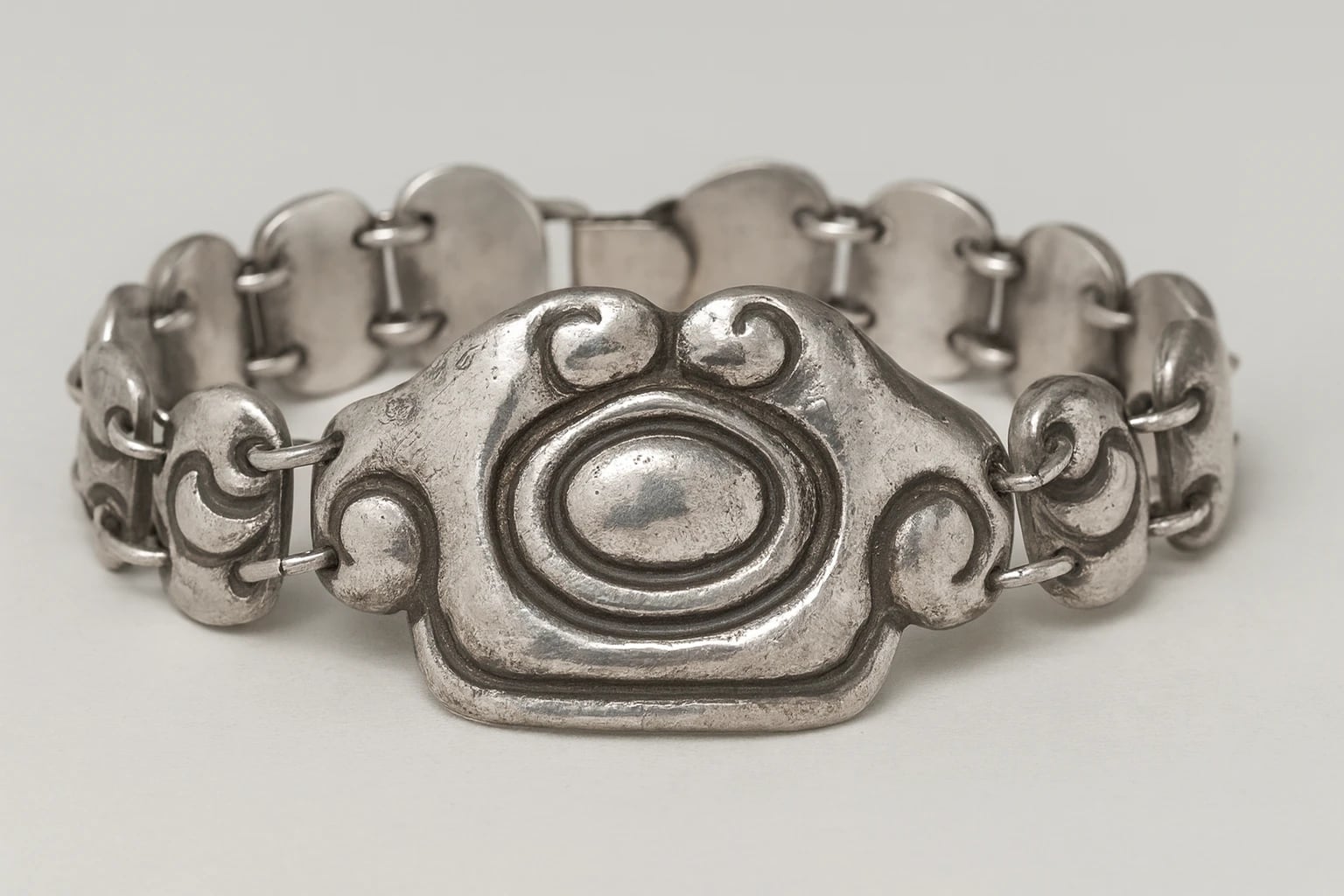 MATL (Matilde Poulat) Repoussé Scroll Plaque Bracelet with Niello