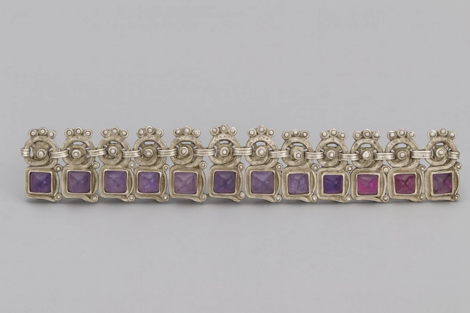 MATL (Matilde Poulat) Rectangular-Station Bracelet with Turquoise and Amethyst