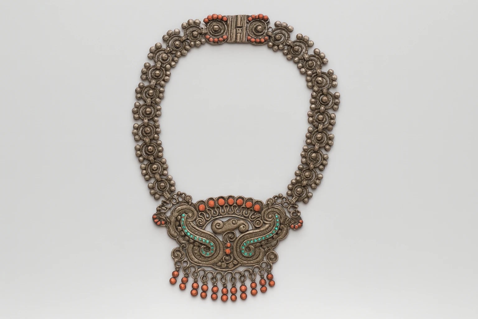 MATL (Matilde Poulat) Butterfly Necklace with Turquoise and Coral