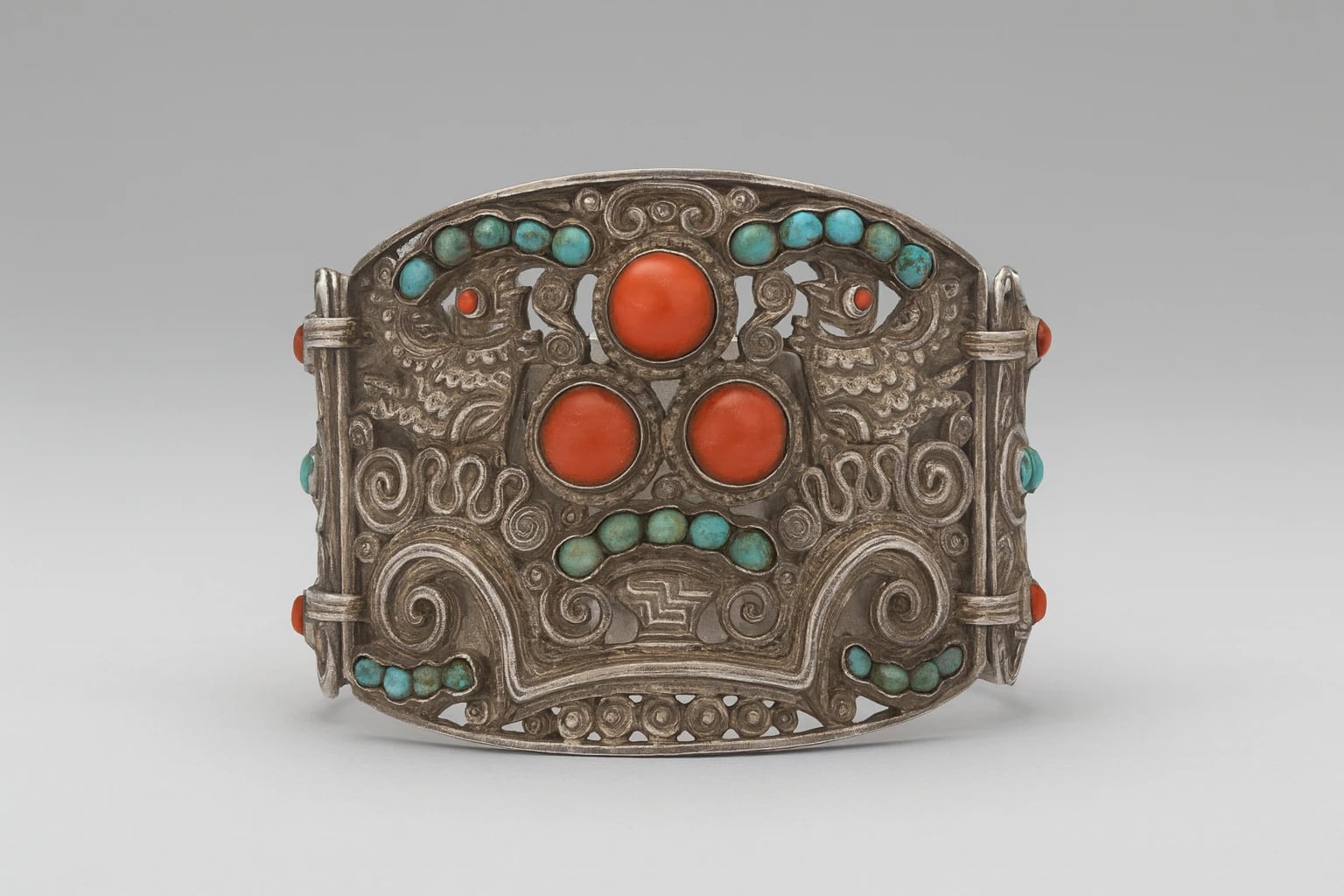 MATL (Matilde Poulat) Dove Cuff Bracelet with Turquoise and Coral