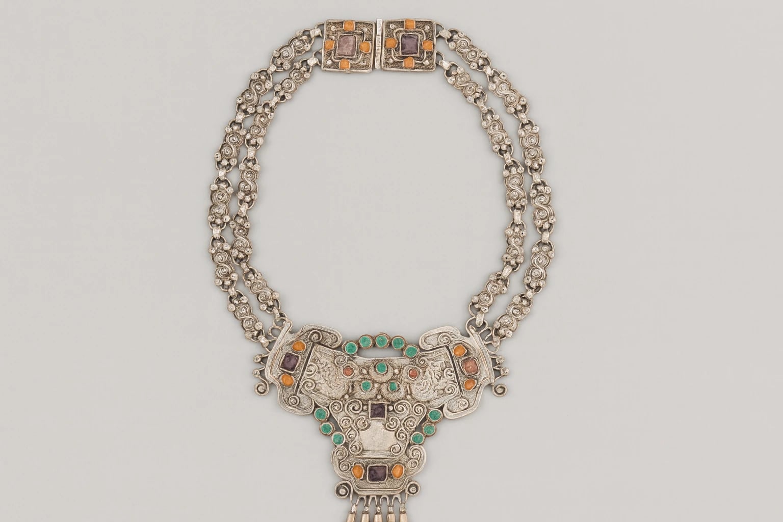 MATL (Matilde Poulat) Mask-Pendant Necklace with Turquoise and Coral