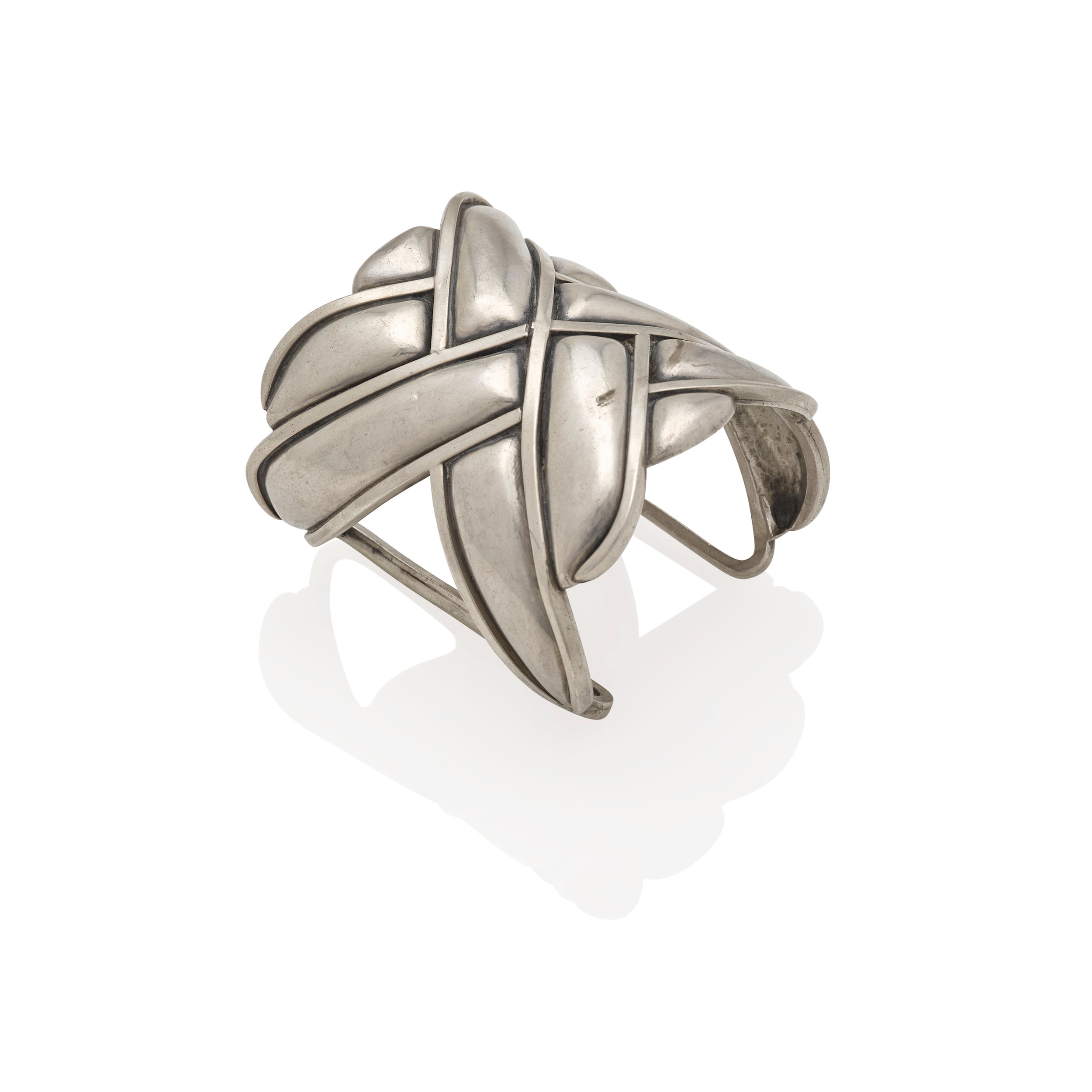 Antonio Pineda Sculptural Woven Silver Cuff Bracelet