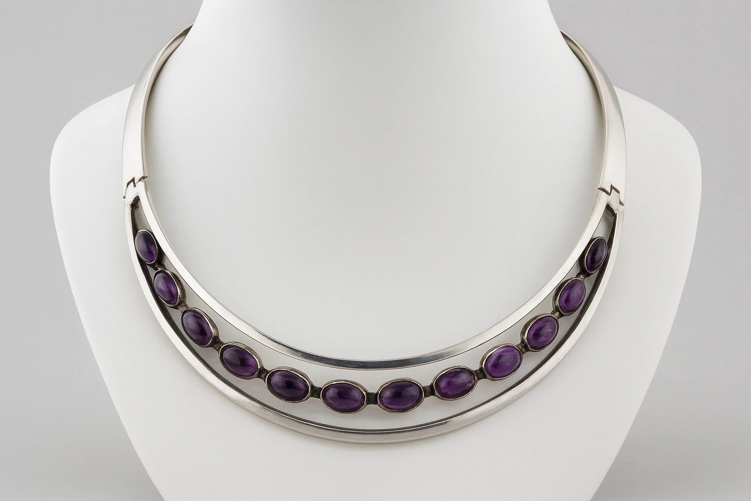 Sigi Pineda Modernist Amethyst Cabochon Collar Necklace