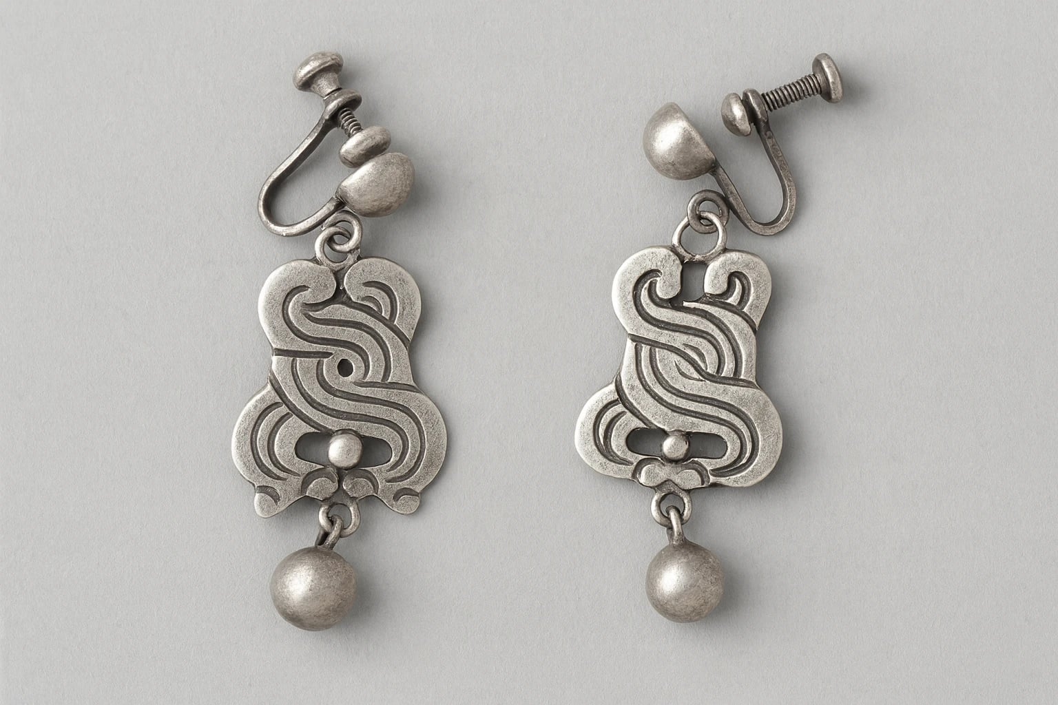 William Spratling Scrolled Band Earrings