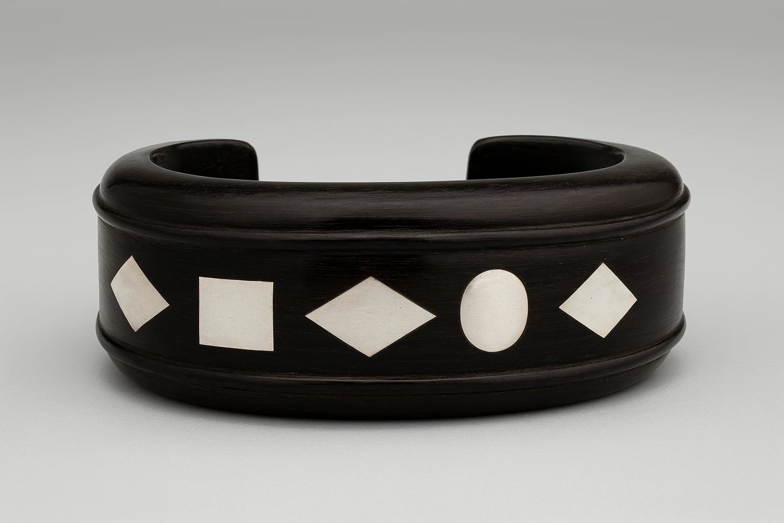 William Spratling Ebony Cuff Bracelet with Inset Diamonds