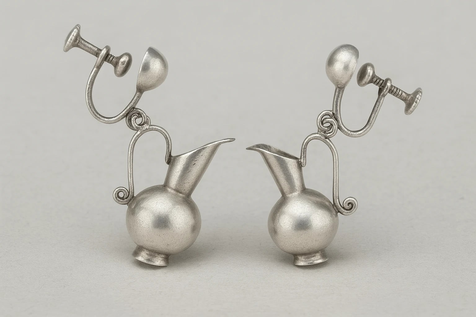 William Spratling Small Pitcher Earrings