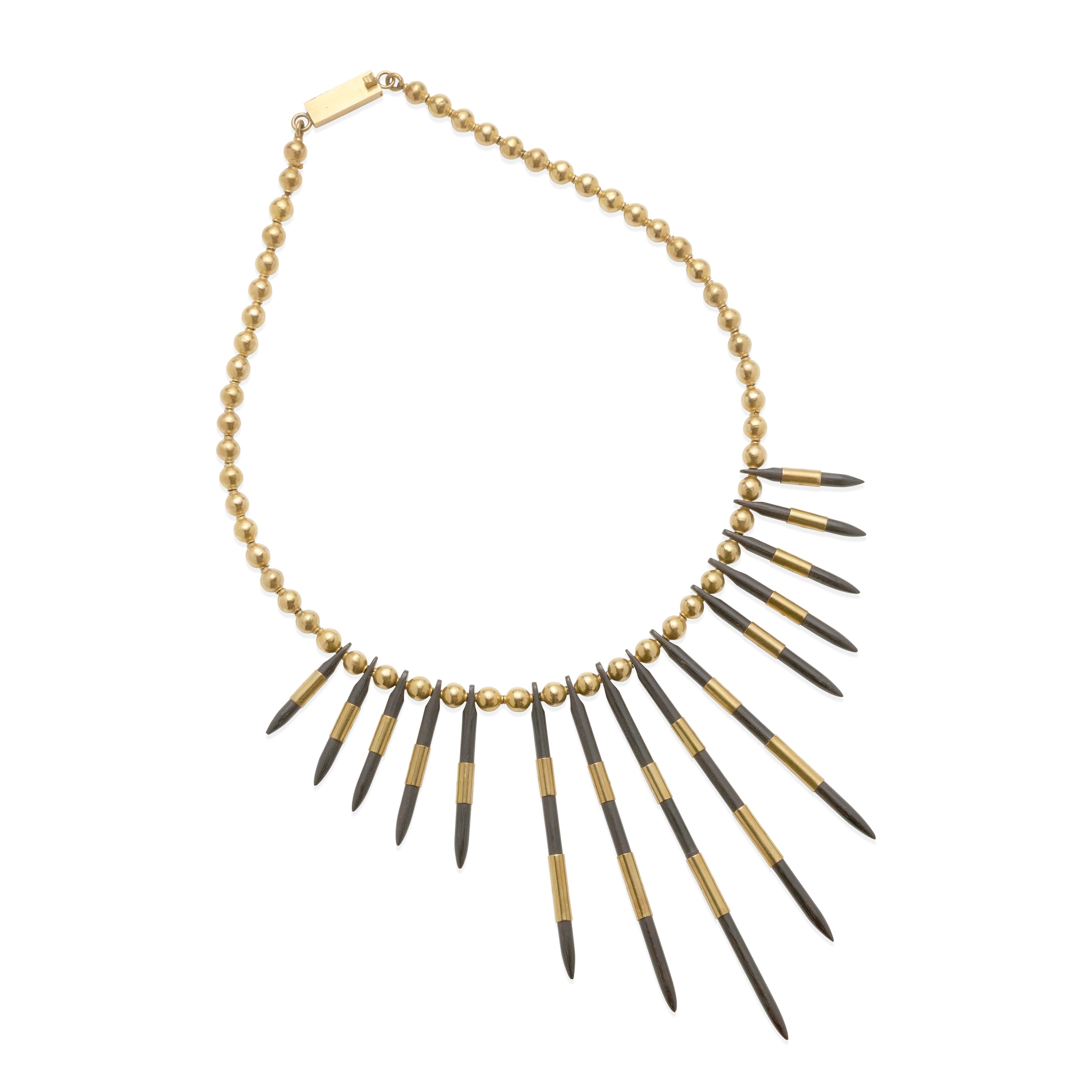 William Spratling Gold and Ebony "Needles" Necklace