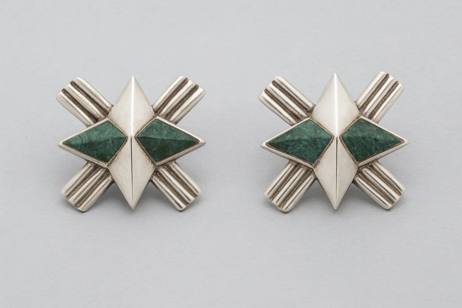 William Spratling North Star Earrings with Azur Malachite