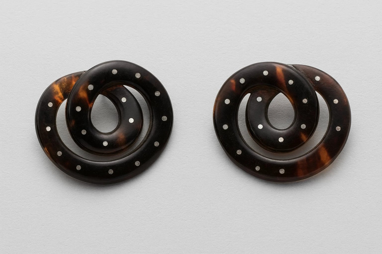 William Spratling Tortoise Shell "Pretzel" Earrings