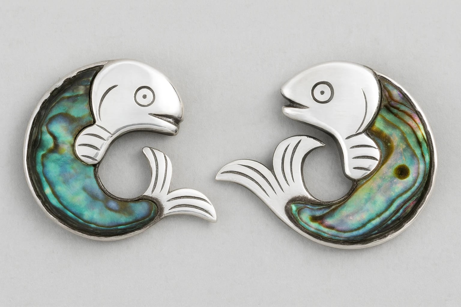 William Spratling Abalone Fish Earrings