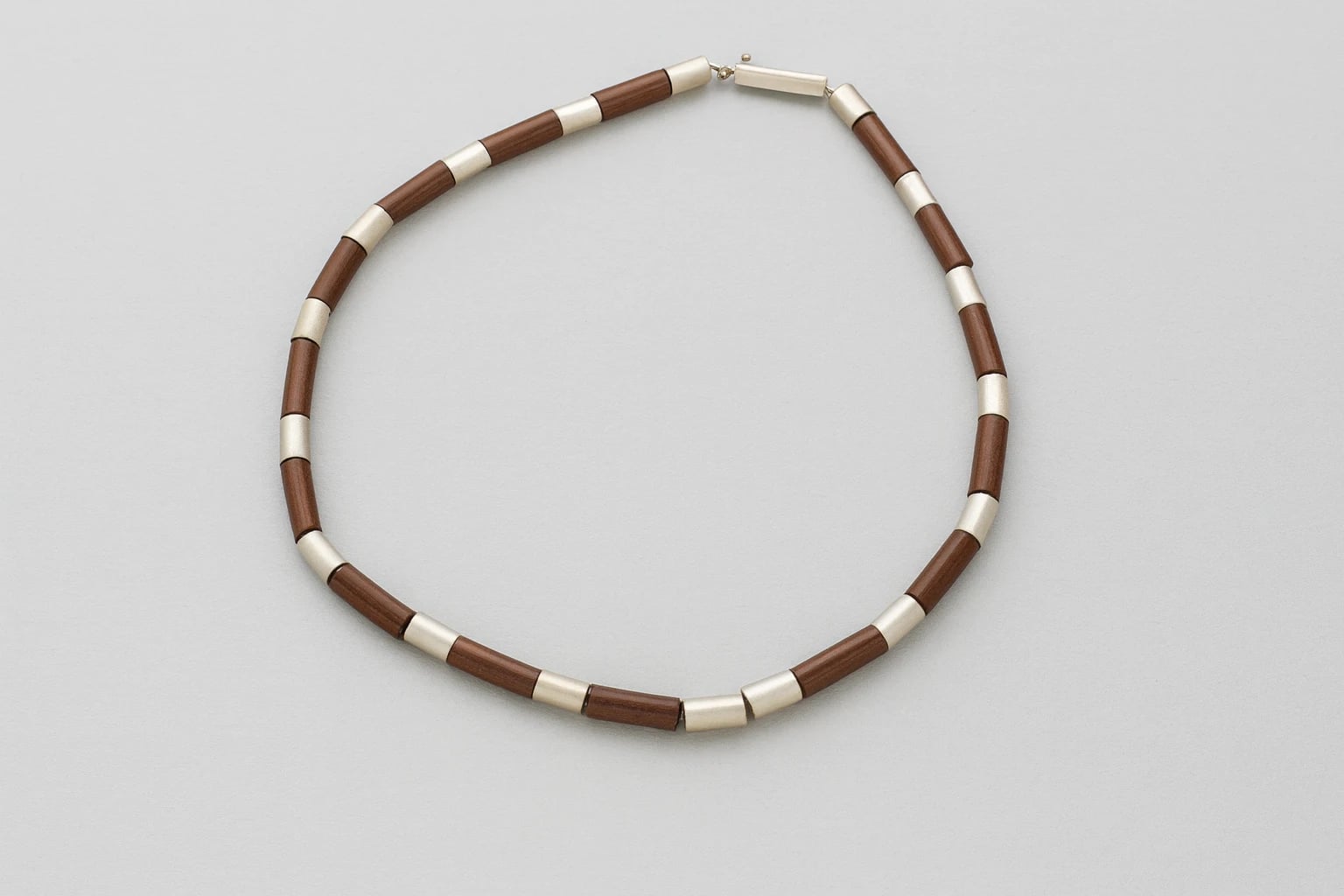 William Spratling Rosewood and Silver Tube Necklace