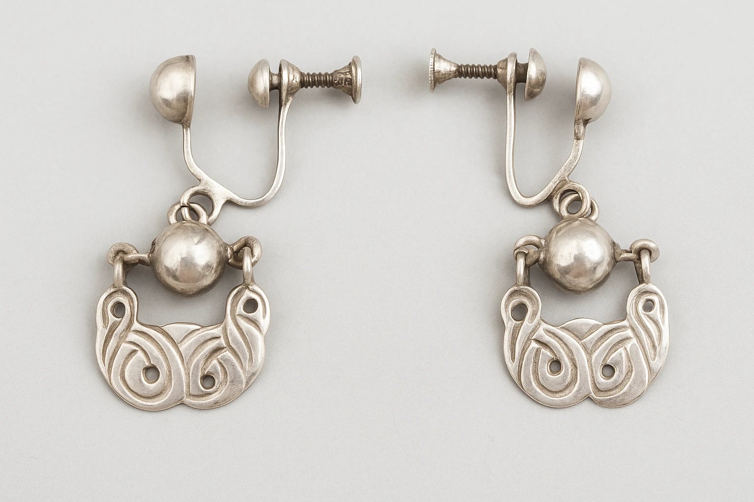 William Spratling Ball and Crescent Earrings