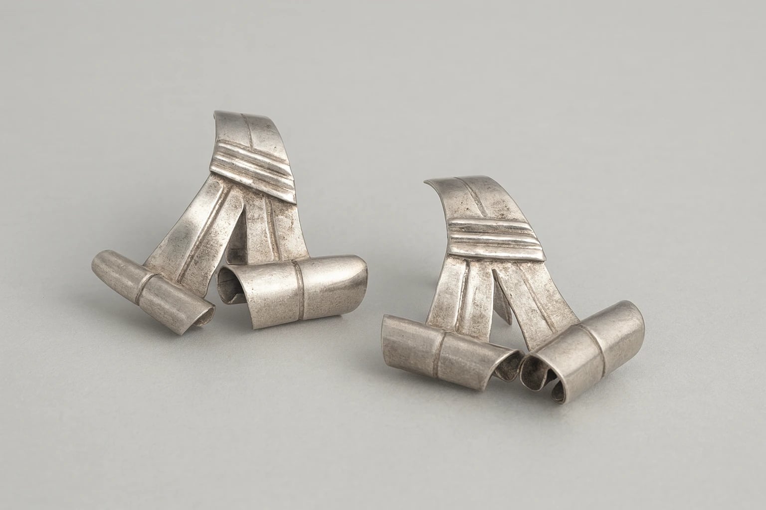 William Spratling Furled Ribbon Earrings