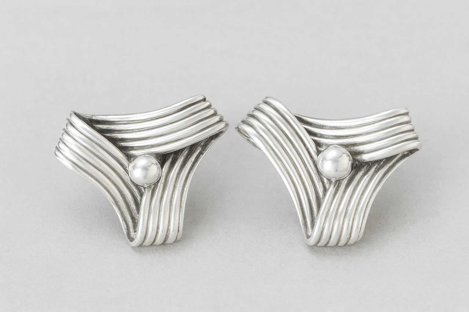 William Spratling Twisted Triangle Earrings