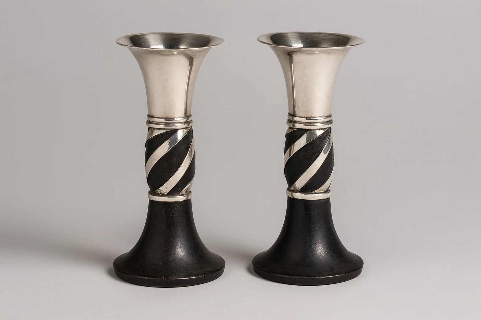 William Spratling Tall Candlestick with Silver Horn Top