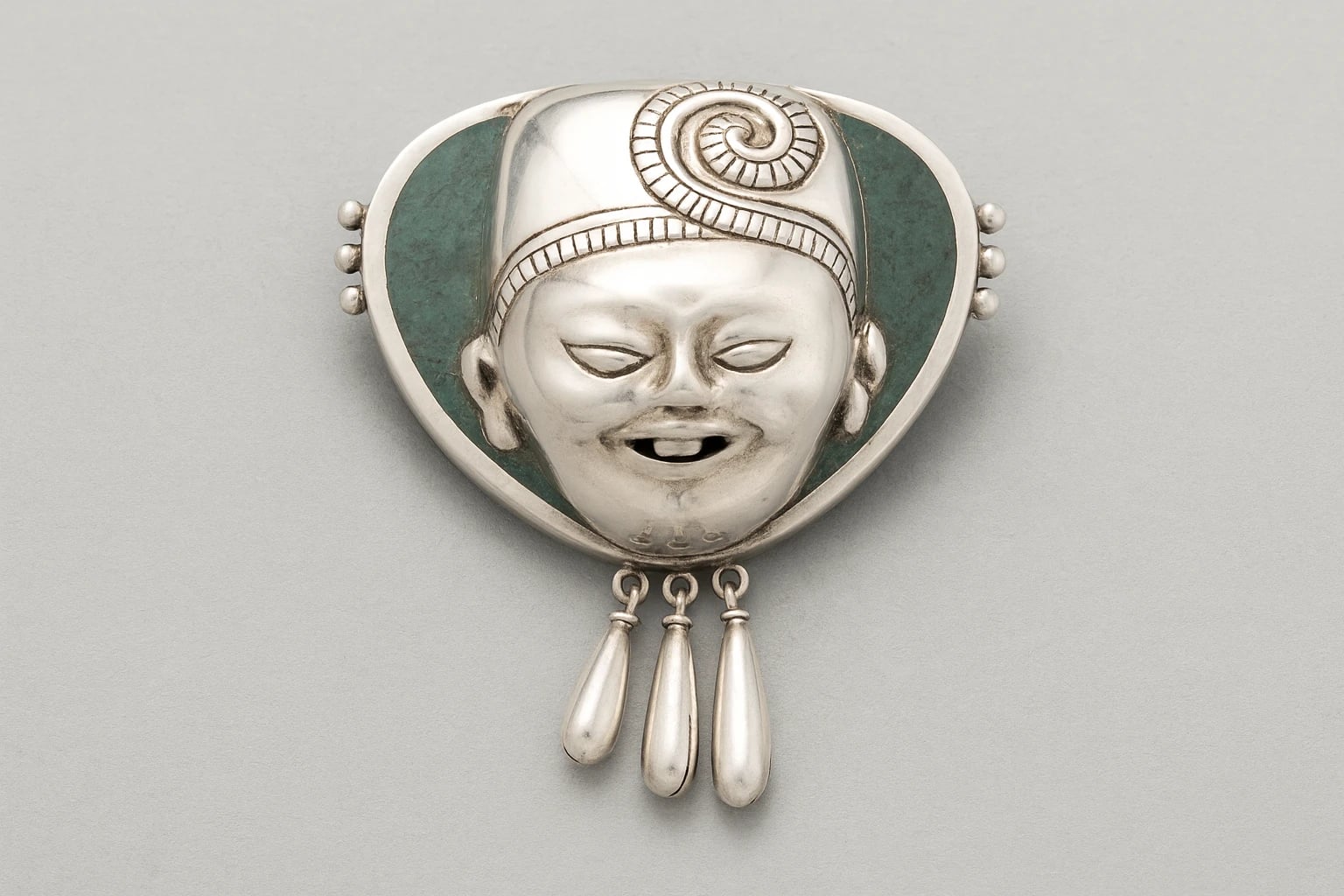 William Spratling Pre-Columbian Huastec Mask with Azur Malachite