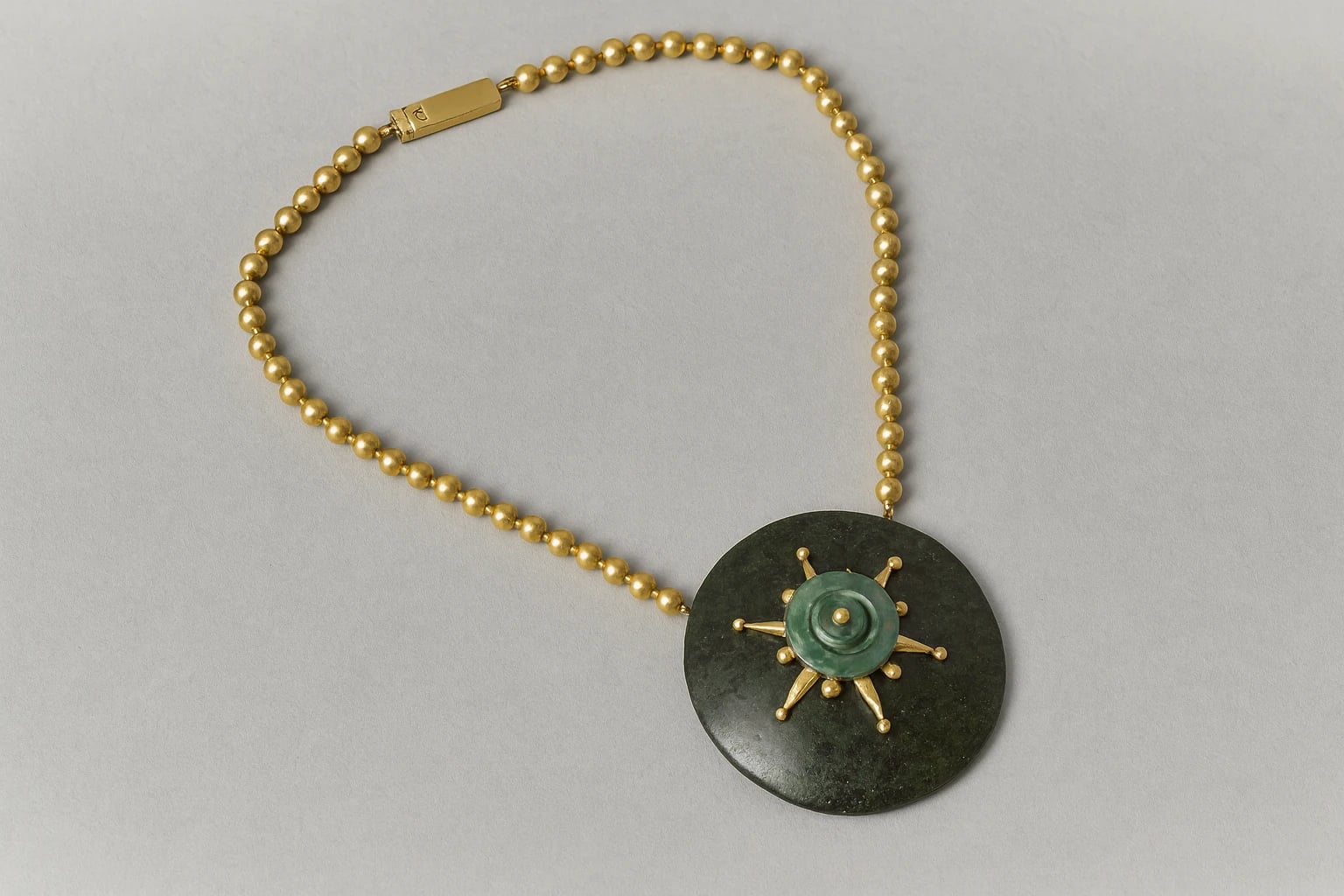 William Spratling Gold and Jade Necklace