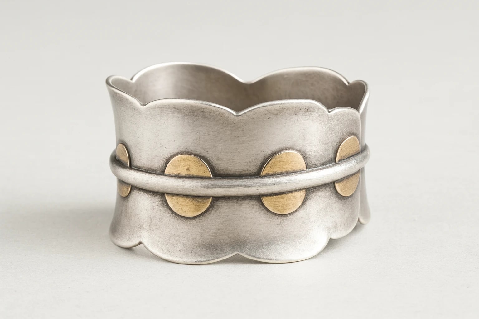 William Spratling Scalloped Gold Disc Cuff