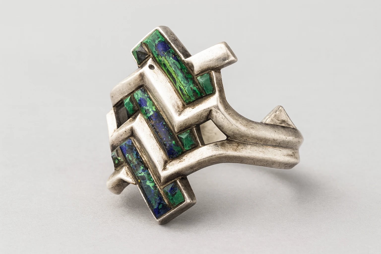 William Spratling Tiered Azur Malachite Bracelet