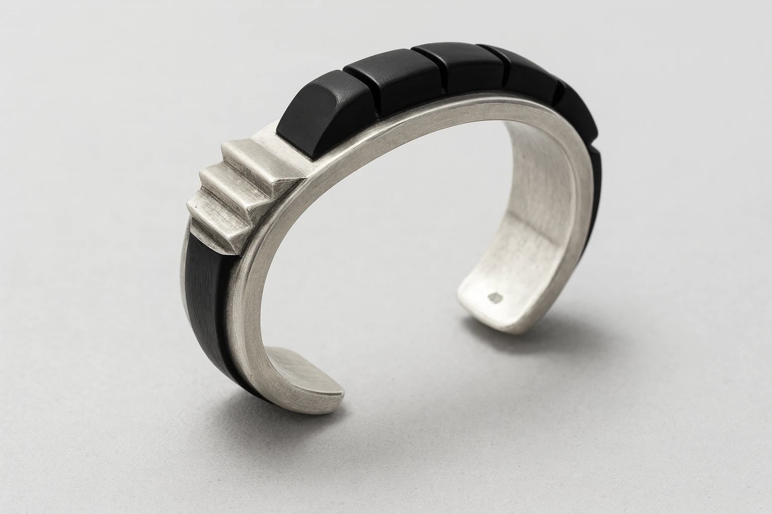 William Spratling Stained Rosewood and Silver Cuff Bracelet