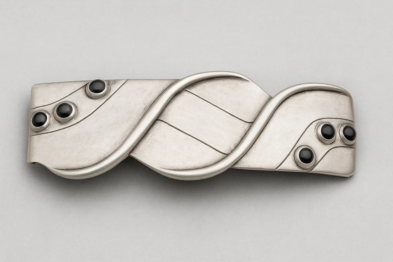 William Spratling Croissant Rectangular Belt Buckle with Hematite