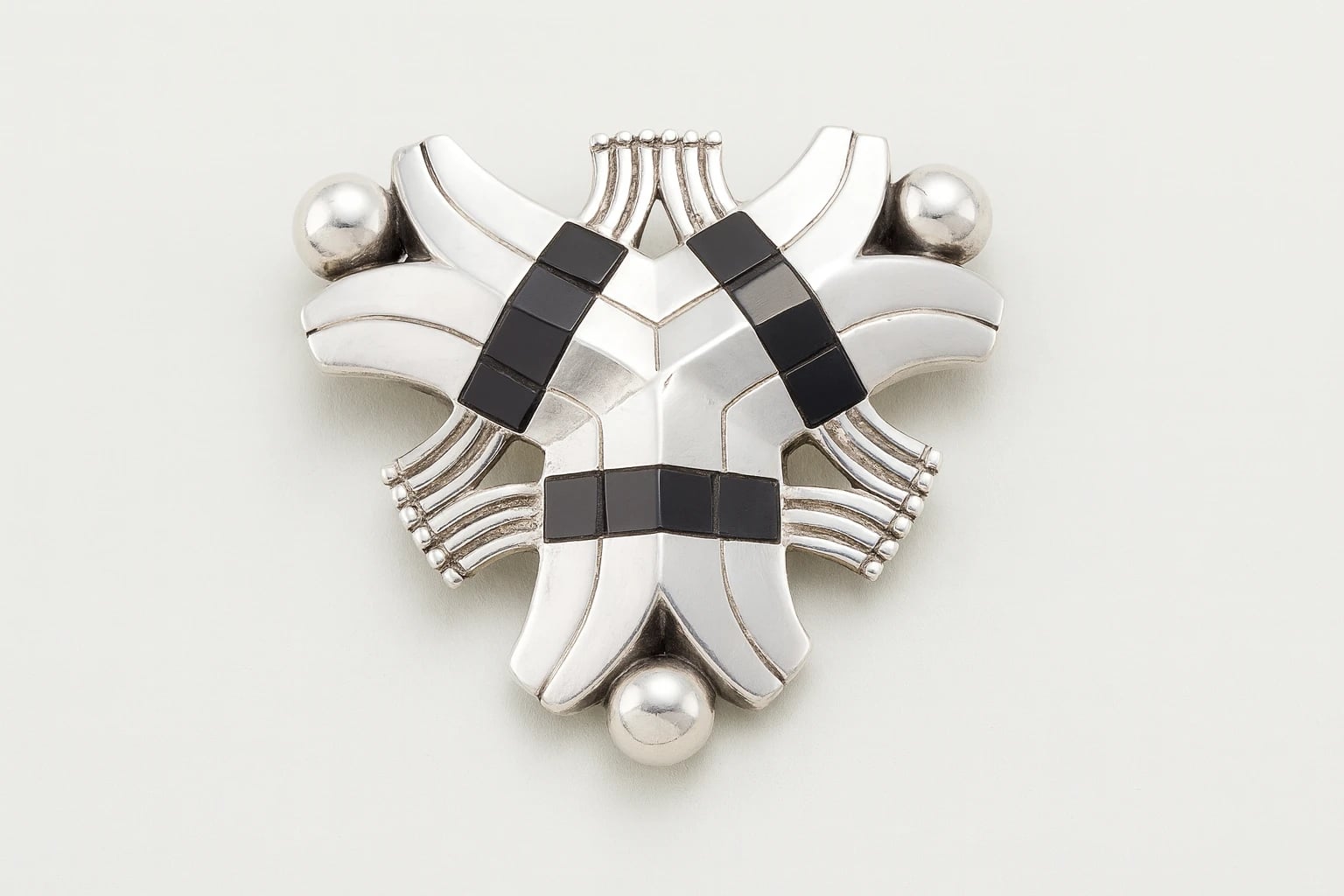 William Spratling Brooch with Obsidian and Sterling