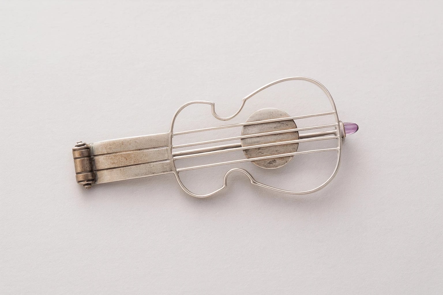 William Spratling Amethyst Guitar Brooch