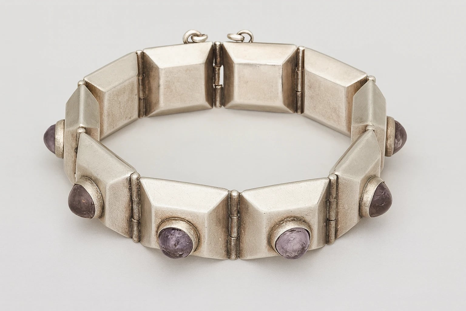 William Spratling Faceted Amethyst Link Bracelet