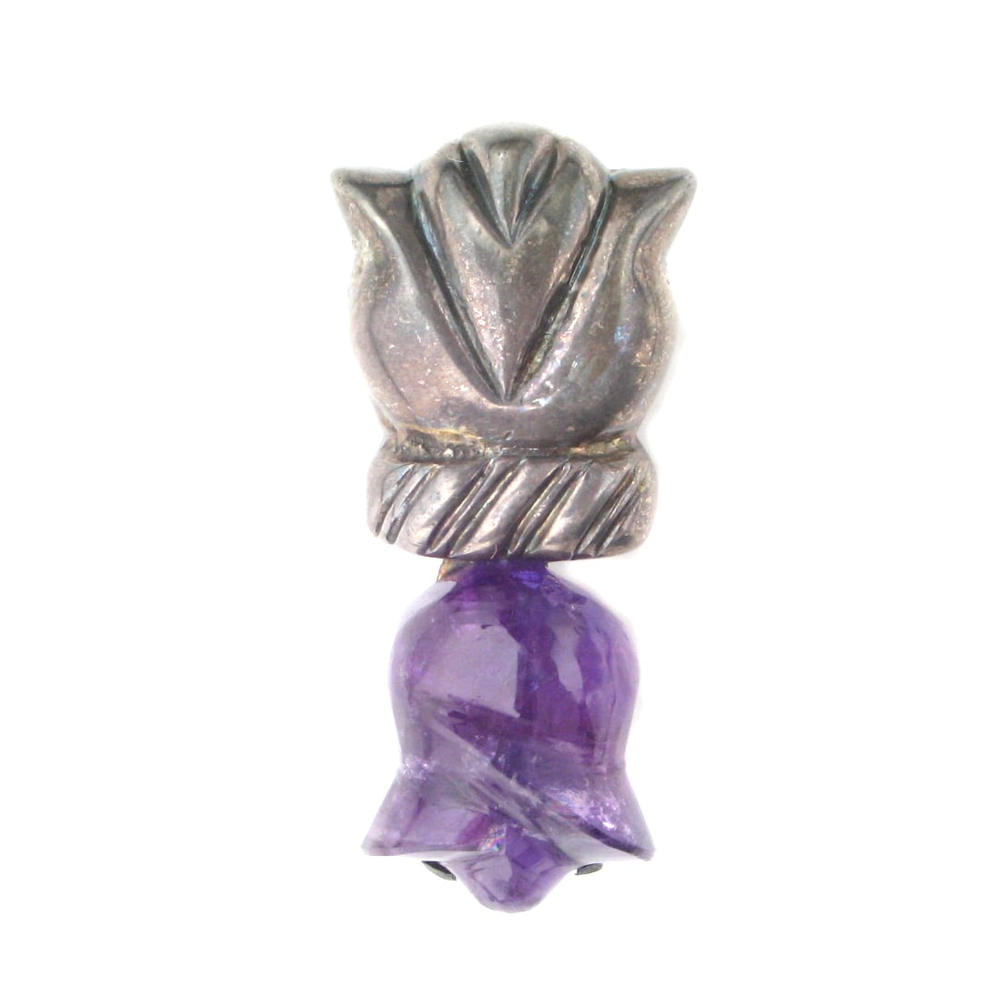 William Spratling Silver and Amethyst Tulip Brooch